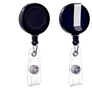 Retractable ID Name Badge Holder Reels with Belt Clip (Black)